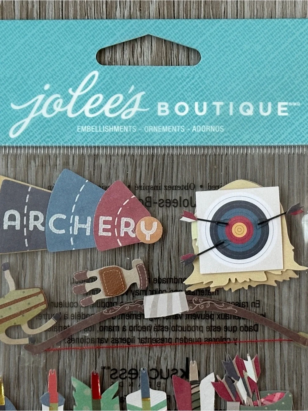 NWT Jolee’s Boutique Archery 3D Stickers Embellishments Scrapbooking etc